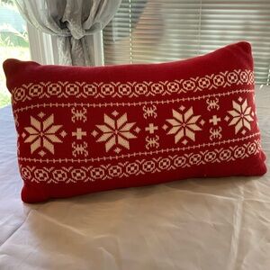 Festive Red Snowflake Pillow